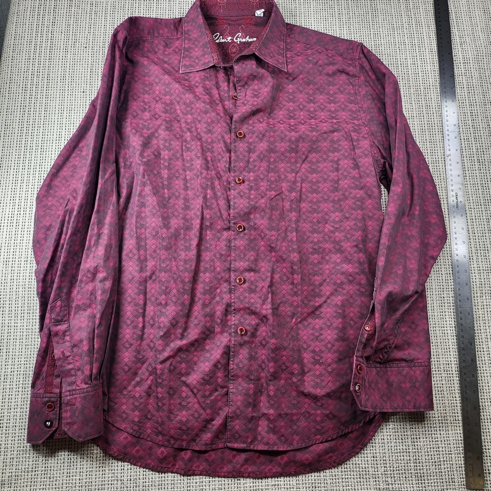 Robert Graham Shirt Mens XL Red‎ Paisley Long Sleeve Button Front Classic Casual